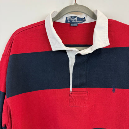 Vintage Polo Ralph Lauren Rugby XL - Wide Red Navy Blue Stripe