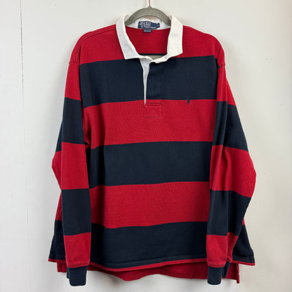Vintage Polo Ralph Lauren Rugby XL - Wide Red Navy Blue Stripe