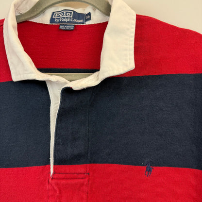 Vintage Polo Ralph Lauren Rugby XL - Wide Red Navy Blue Stripe