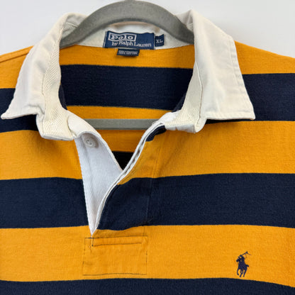 Vintage Polo Ralph Lauren Rugby XL - Yellow Navy Blue Stripe