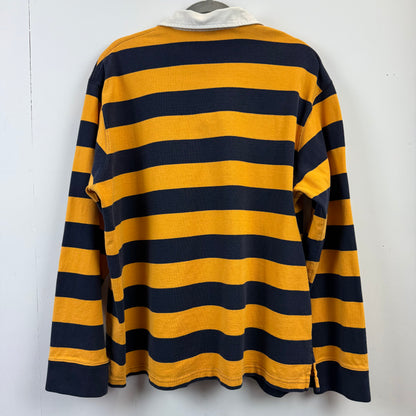 Vintage Polo Ralph Lauren Rugby XL - Yellow Navy Blue Stripe
