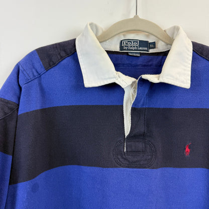Vintage Polo Ralph Lauren Rugby XL - Wide Navy Royal Blue Stripe
