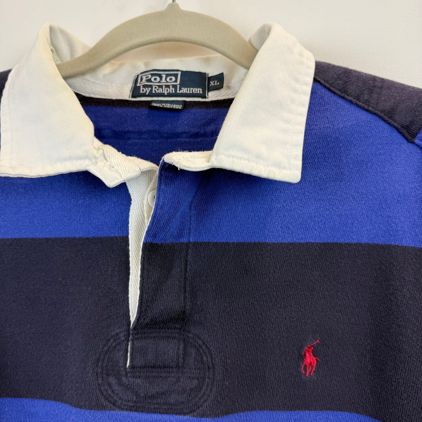 Vintage Polo Ralph Lauren Rugby XL - Wide Navy Royal Blue Stripe
