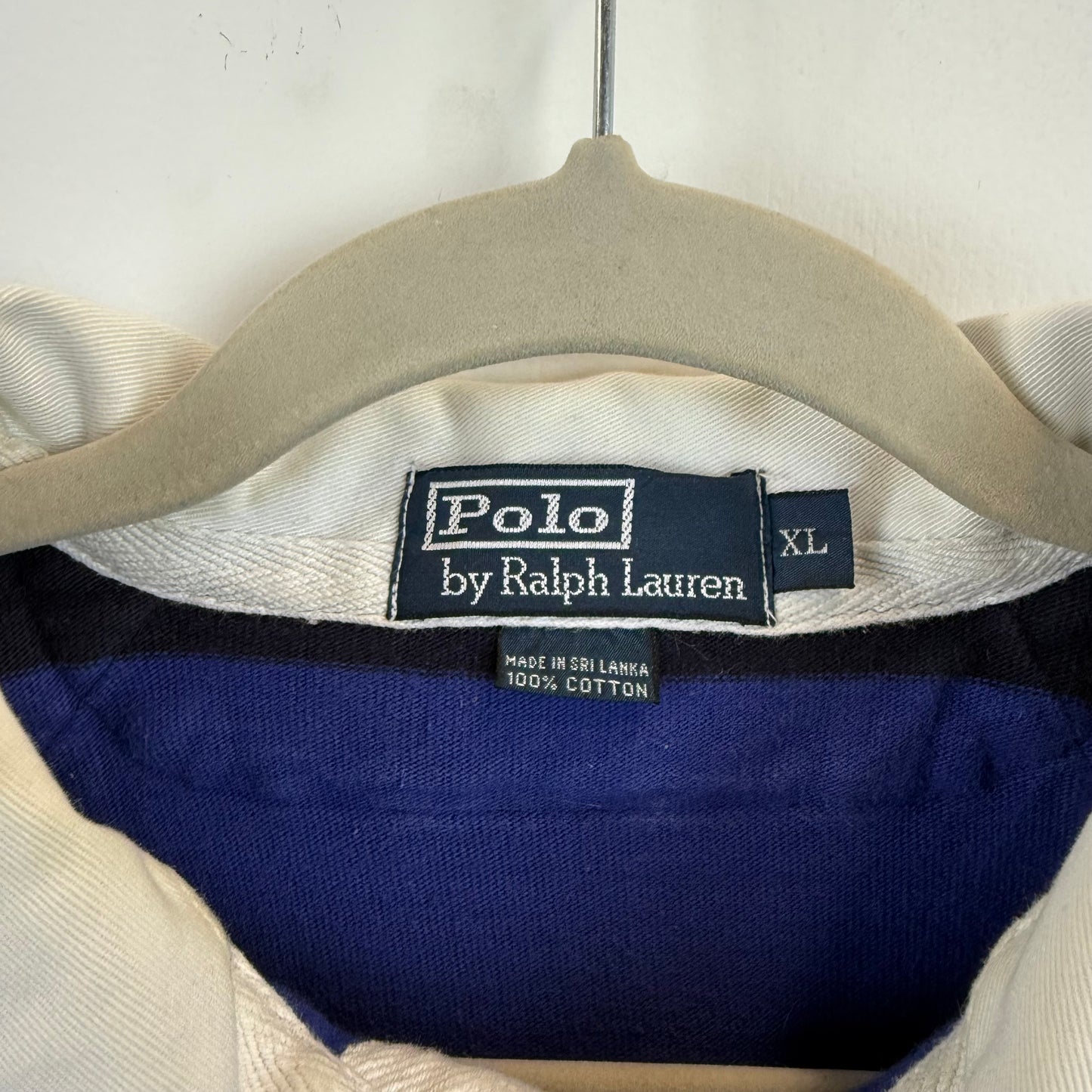 Vintage Polo Ralph Lauren Rugby XL - Wide Navy Royal Blue Stripe