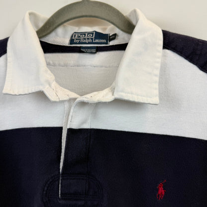 Vintage Polo Ralph Lauren Rugby XL - White Navy Blue Stripe