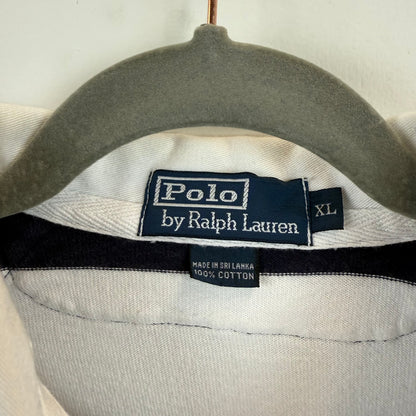 Vintage Polo Ralph Lauren Rugby XL - White Navy Blue Stripe