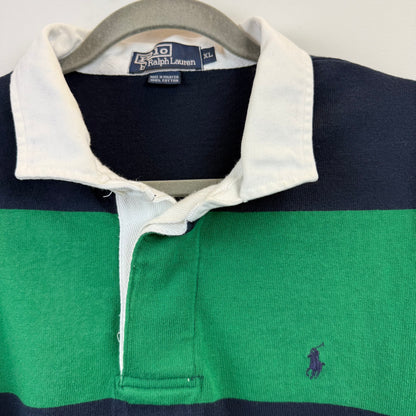 Vintage Polo Ralph Lauren Rugby XL - Wide Green Navy Blue Stripe