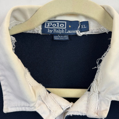 Vintage Polo Ralph Lauren Rugby XL - Red Navy Blue Stripe