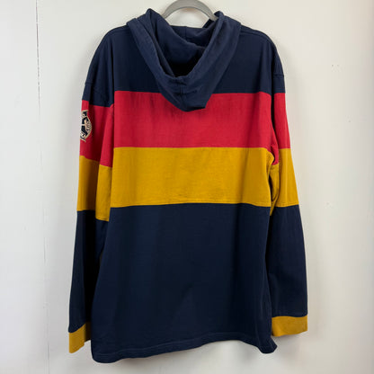 Guinness Hooded Long Sleeve Shirt XXL - Navy Red Yellow Stripe
