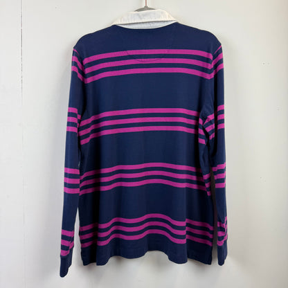 Lands' End Rugby Medium - Purple Navy Blue Stripe
