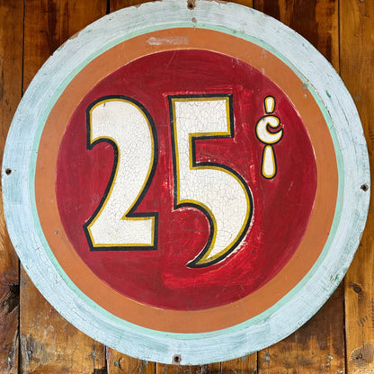 Vintage Carnival Price Sign 25 Cents