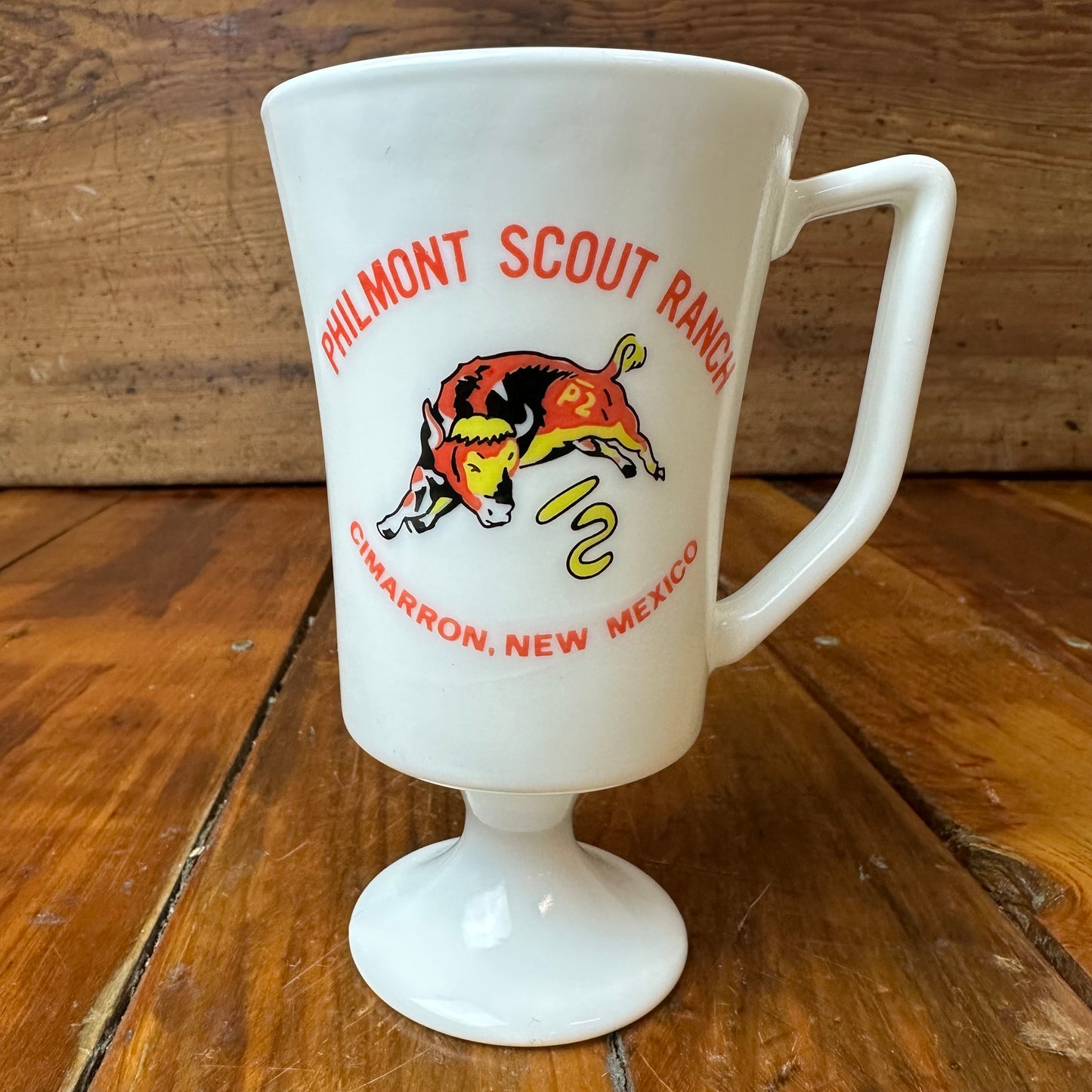 Boy Scout Tall Mug Milk Glass Philmont Scout Ranch Cimarron, New Mexico