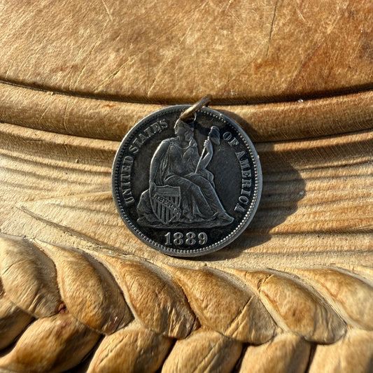 Victorian Love Token - AL/LA - 1889 -  Seated Liberty