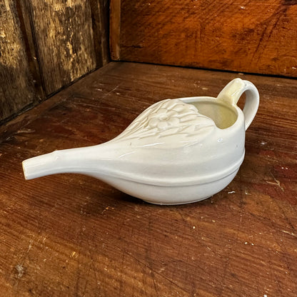 French White Floral Embossed Invalid Feeder