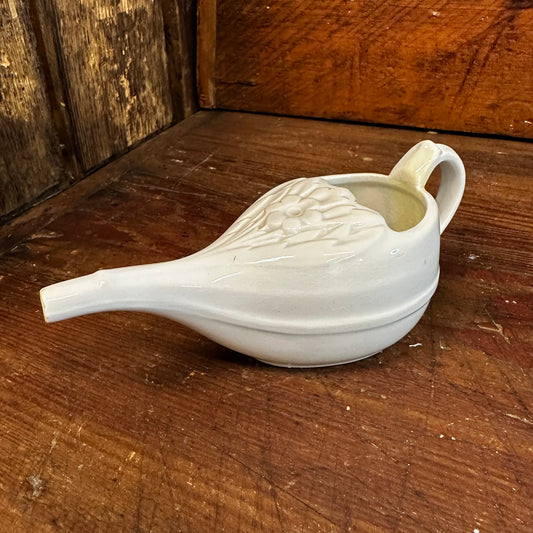 French White Floral Embossed Invalid Feeder