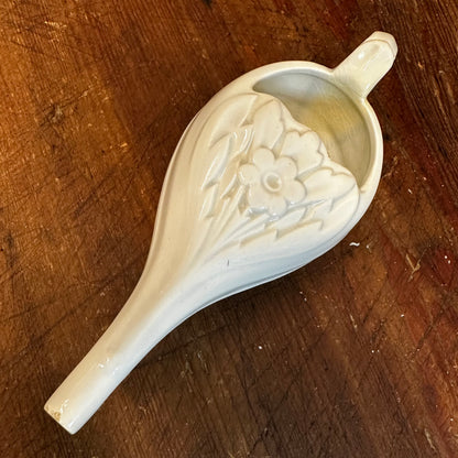 French White Floral Embossed Invalid Feeder