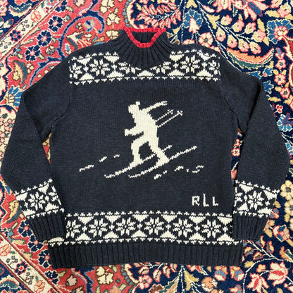 Vintage Lauren Ralph Lauren Petite Handknit Downhill Skiier Sweater