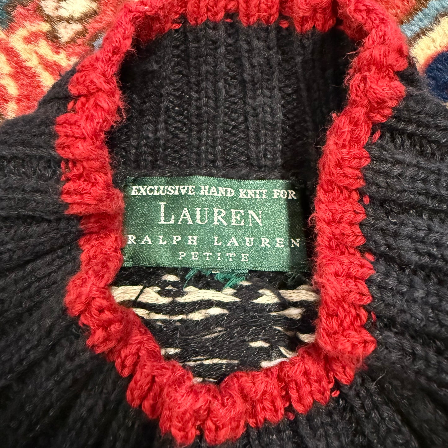 Vintage Lauren Ralph Lauren Petite Handknit Downhill Skiier Sweater