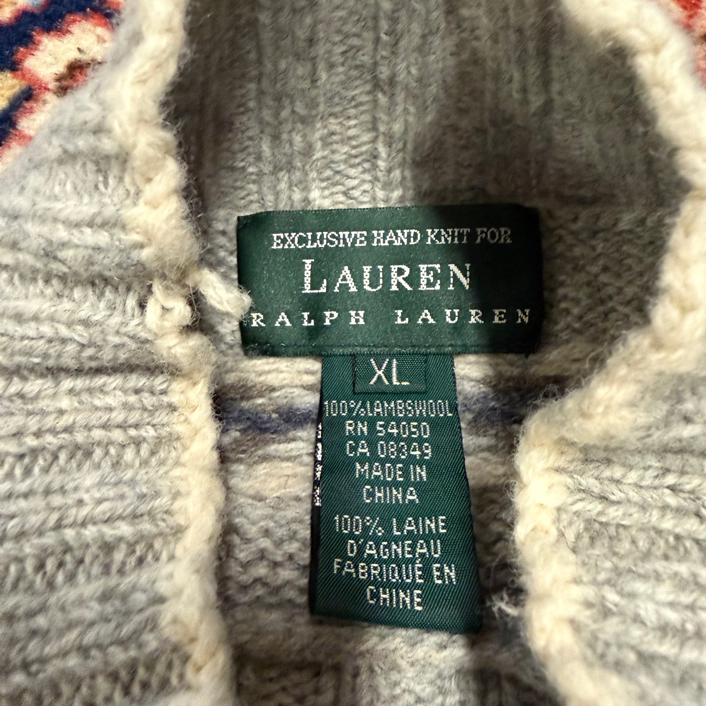 Vintage Lauren Ralph Lauren Handknit Polar Bear Family Mockneck Sweater