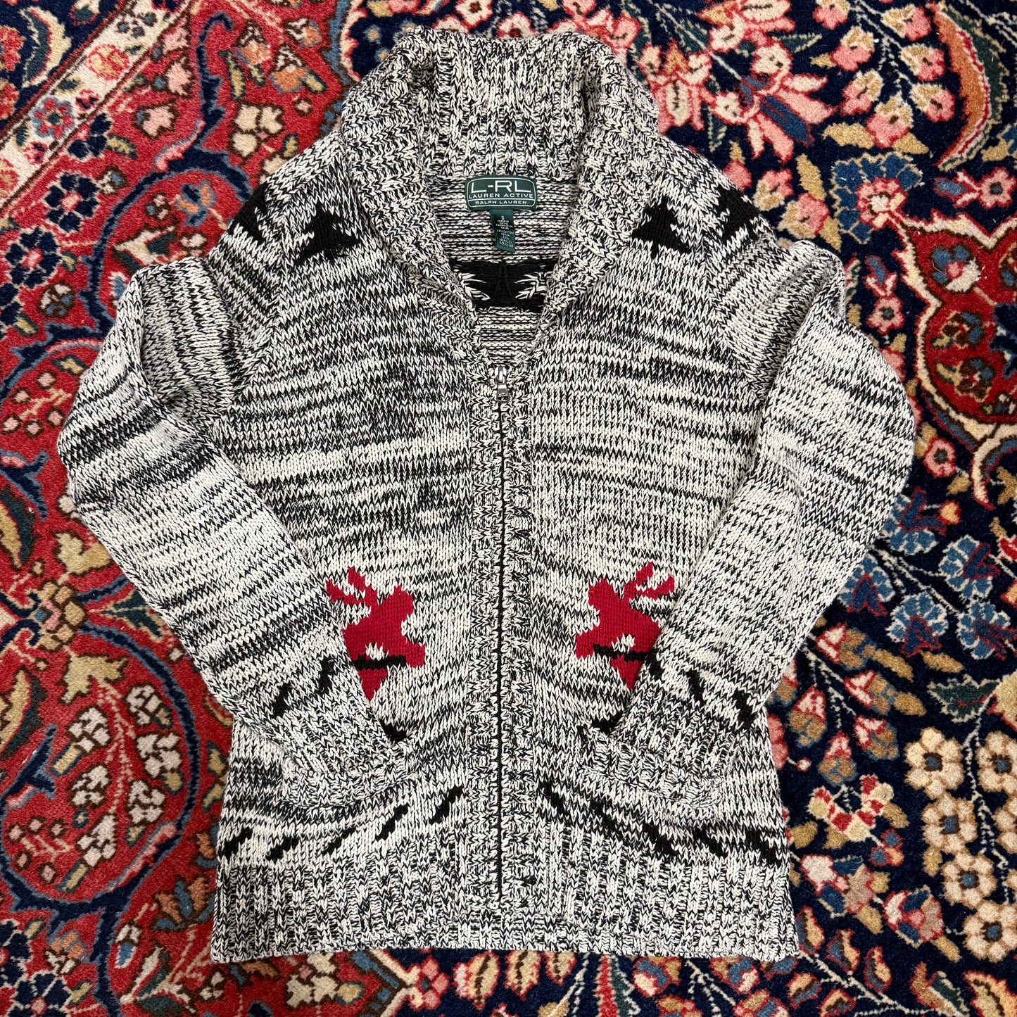 Vintage Lauren Ralph Lauren Active Shawl Collar Fullzip Sweater