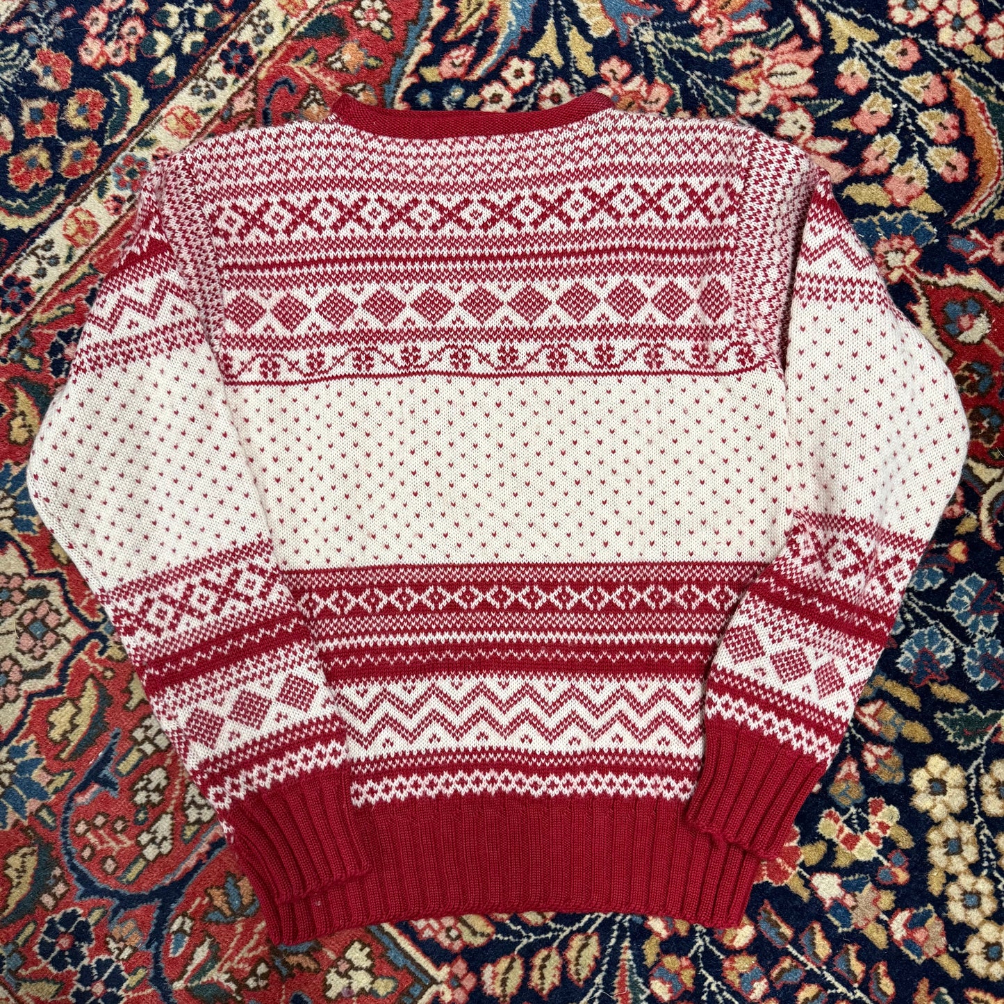 Vintage J. Crew Red White Fair Isle Sweater