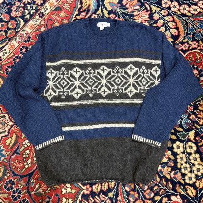 Vintage J. Crew Blue Grey Snowflake Sweater