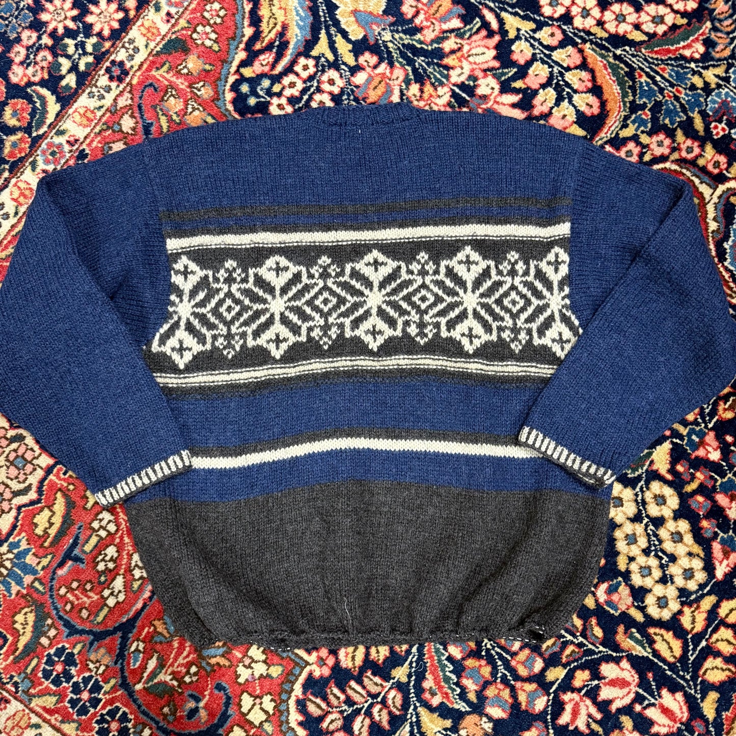 Vintage J. Crew Blue Grey Snowflake Sweater