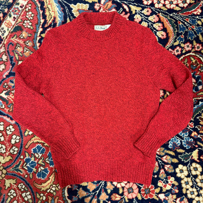 Vintage LL Bean Red Wool Crewneck Sweater Medium