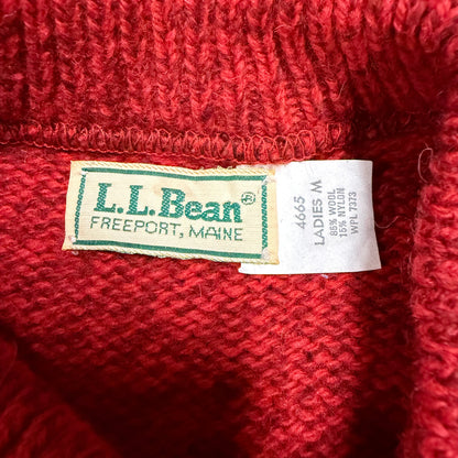 Vintage LL Bean Red Wool Crewneck Sweater Medium