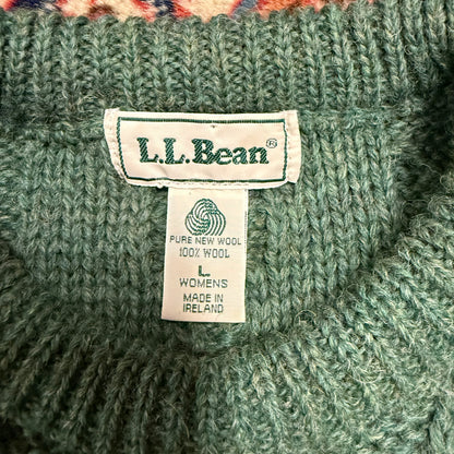 Vintage LL Bean Green Wool Cableknit Sweater