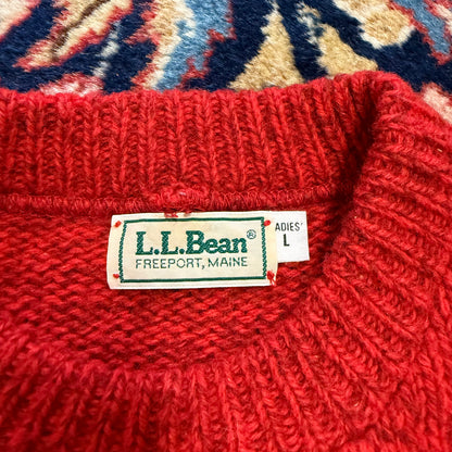 Vintage LL Bean Red Wool Crewneck Sweater Large