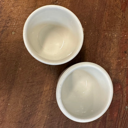 Pair of Red Banded Custard Cups Buffalo and Walker China