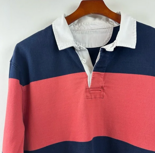 Vintage Rugby Large - Red Navy Blue Stripe