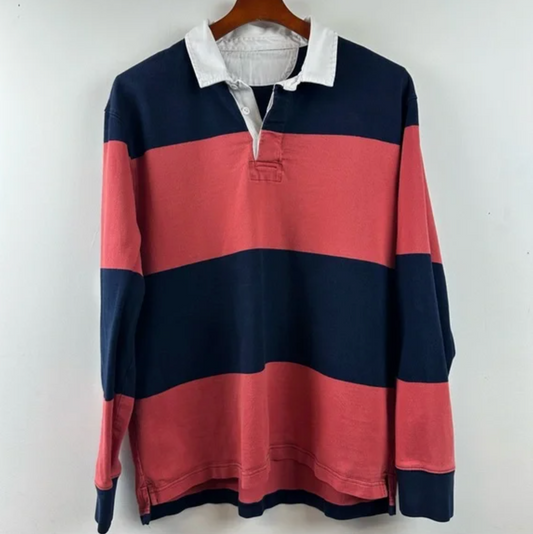 Vintage Rugby Large - Red Navy Blue Stripe
