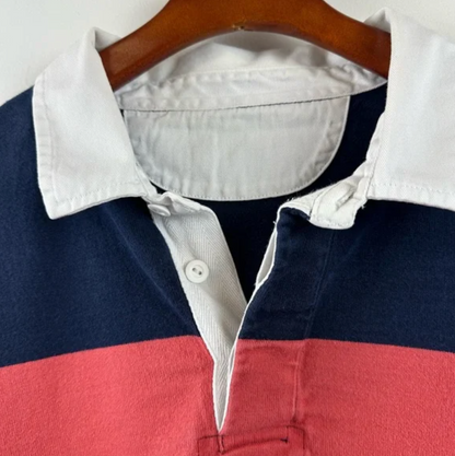 Vintage Rugby Large - Red Navy Blue Stripe