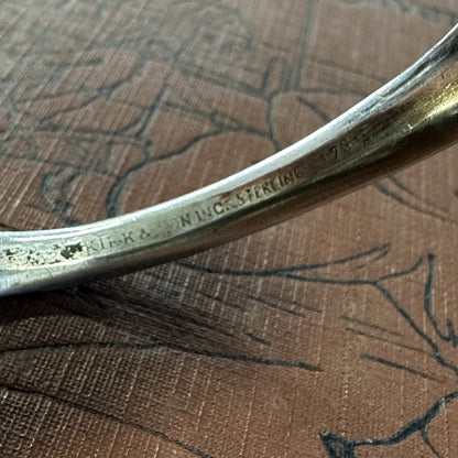 Floral Sterling Fork Bracelet Cuff Repousse