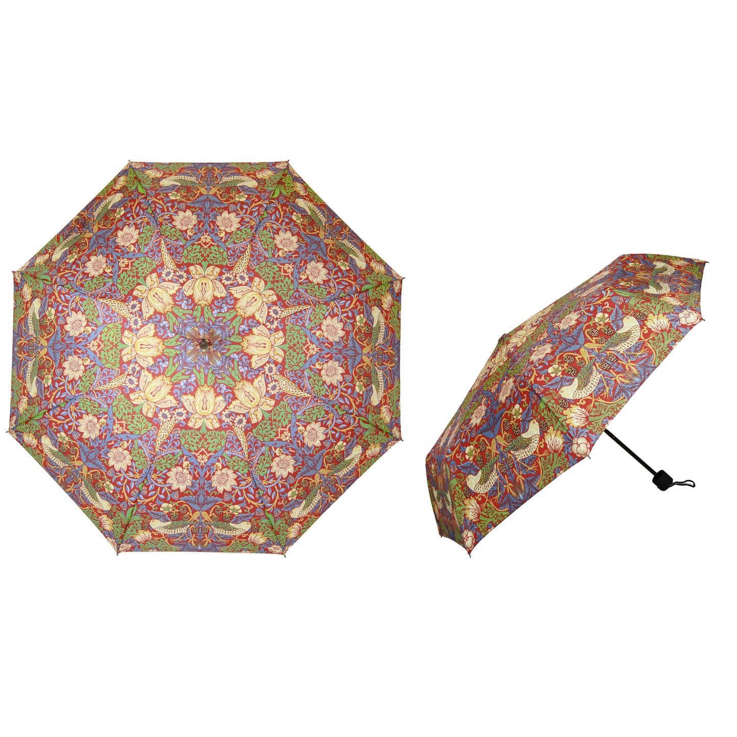 William Morris Strawberry Thief Red - Art Folding Umbrella