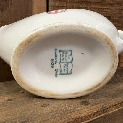 US Army Medical Department Gravy Boats 1936 1943 White Red Bailey Walker Sterling China Restaurant Ware