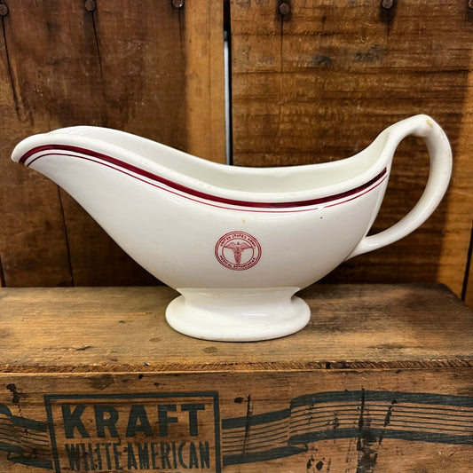 US Army Medical Department Gravy Boats 1936 1943 White Red Bailey Walker Sterling China Restaurant Ware