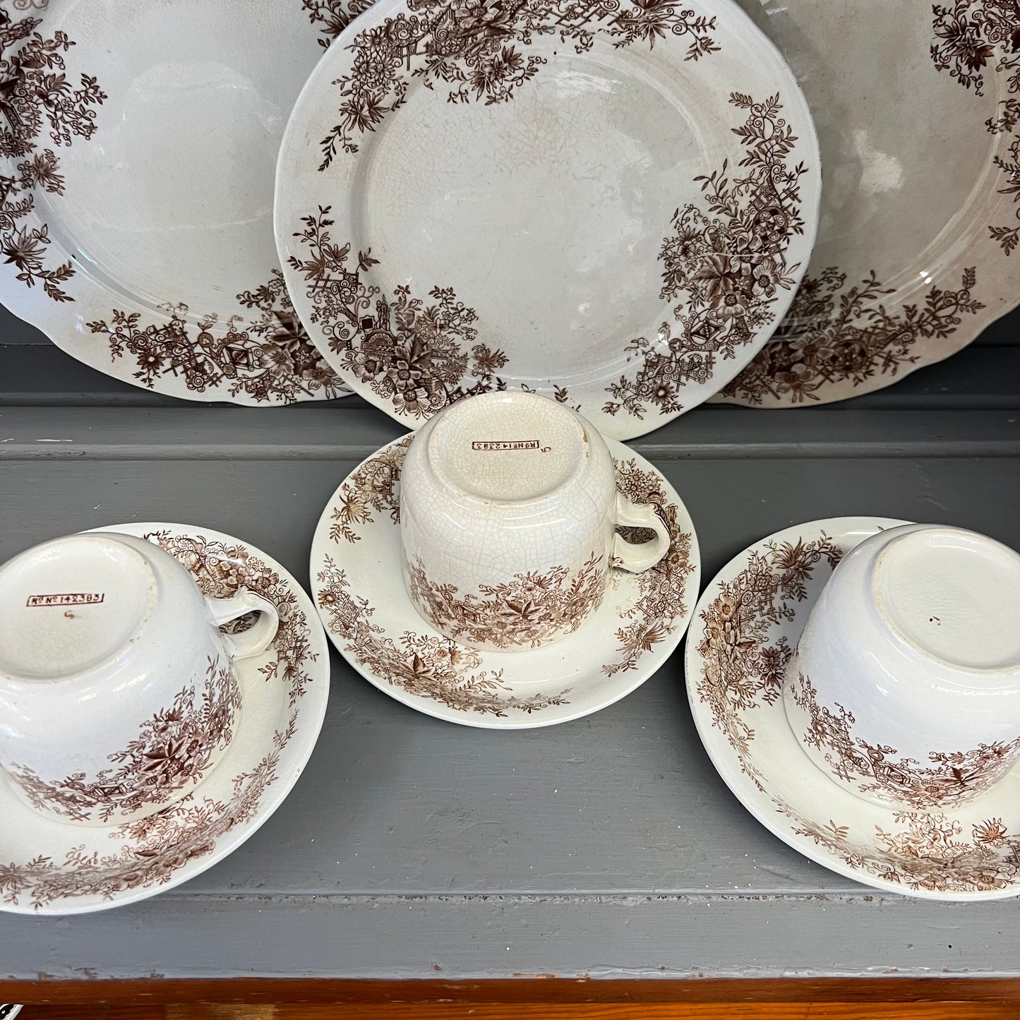 Venice Pattern Brown Transferware Smith Ford & Jones England Cup and Saucer English Ironstone