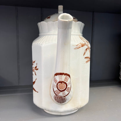 Baker & Co Brown Transferware Teapot Aesthetic Movement English Ironstone c. 1882