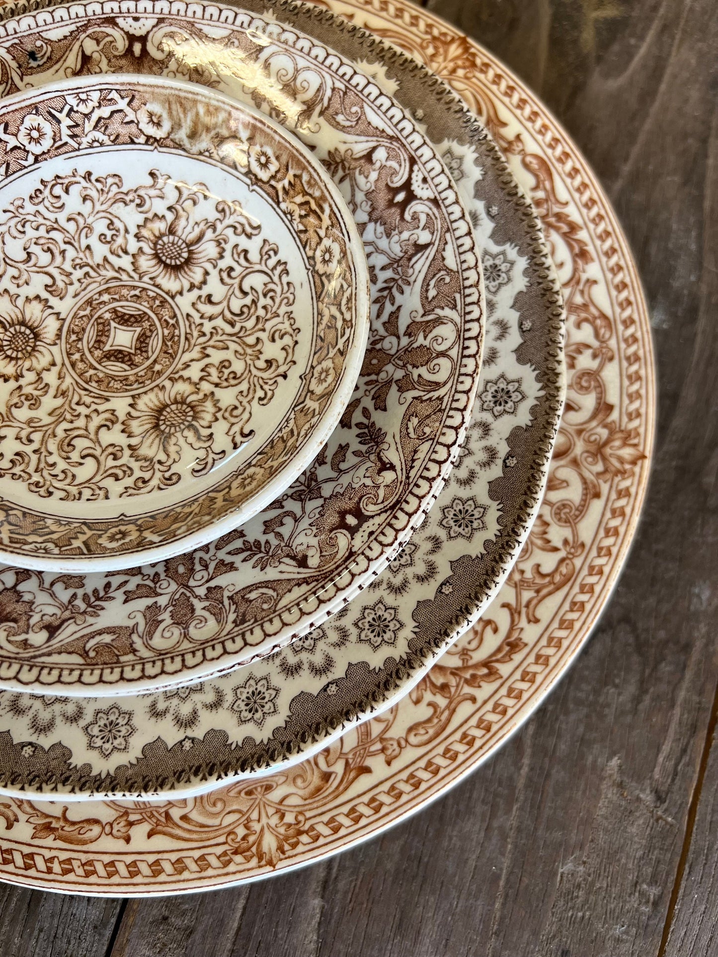 Royal Doulton Beauvais Pattern Brown Transferware 10.25" Plate Dishes Floral Aesthetic Movement