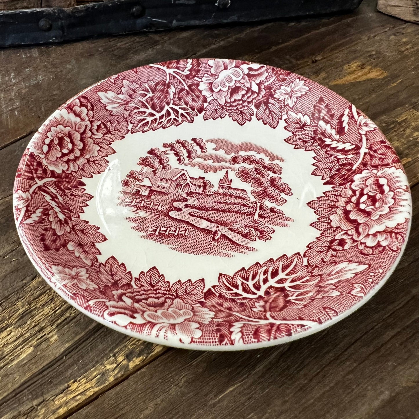 Small Plate Wood & Sons Enoch Woods Woods Ware Pink Transferware Red
