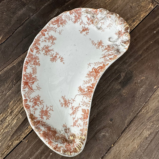 Bone Dish Eulalie Pattern J&G Meakin Brown Orange Transferware English Ironstone Hanley England