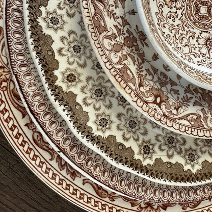 T&R Boote Summer Time Pattern Brown Transferware 8.75" Plate Dishes Floral Aesthetic Movement