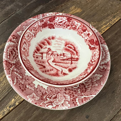 Small Plate Wood & Sons Enoch Woods Woods Ware Pink Transferware Red