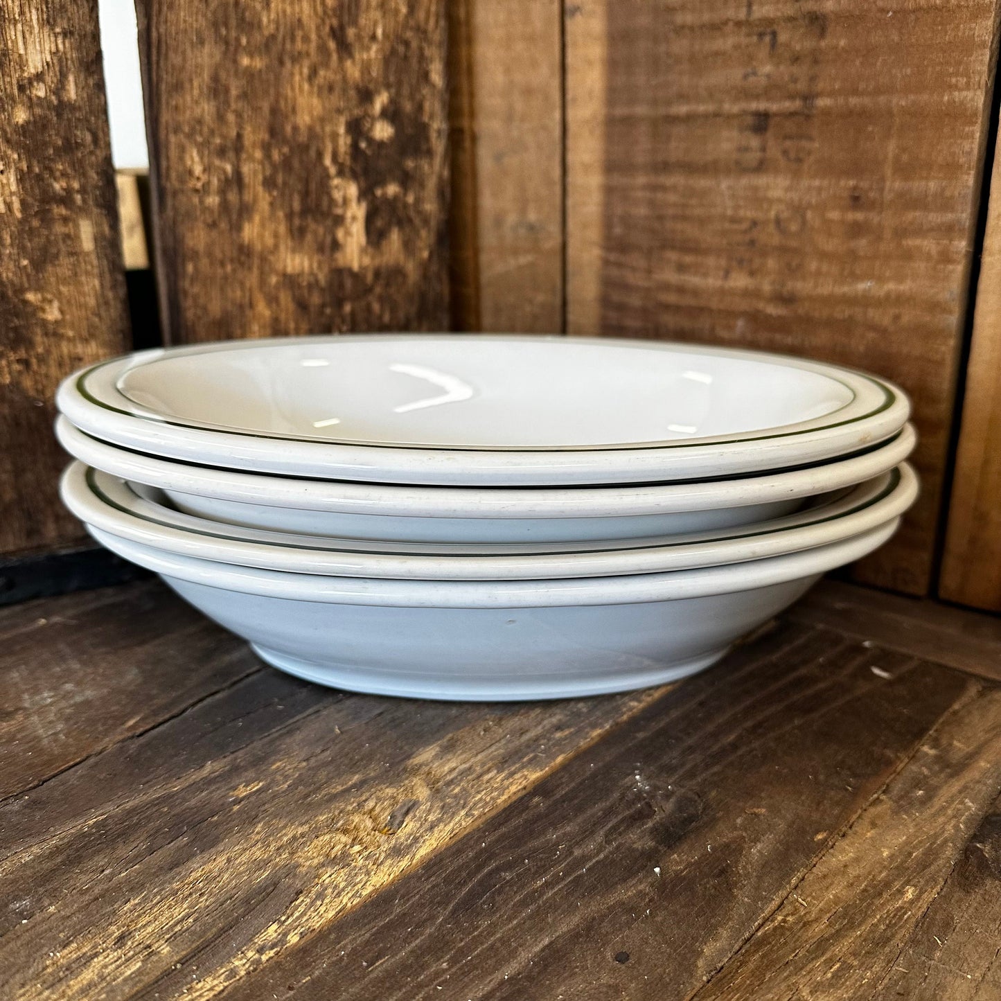 Green Banded Serving Dish Bowl Hotel China Restaurant Ware Buffalo Shenango China 1920 - 1950s