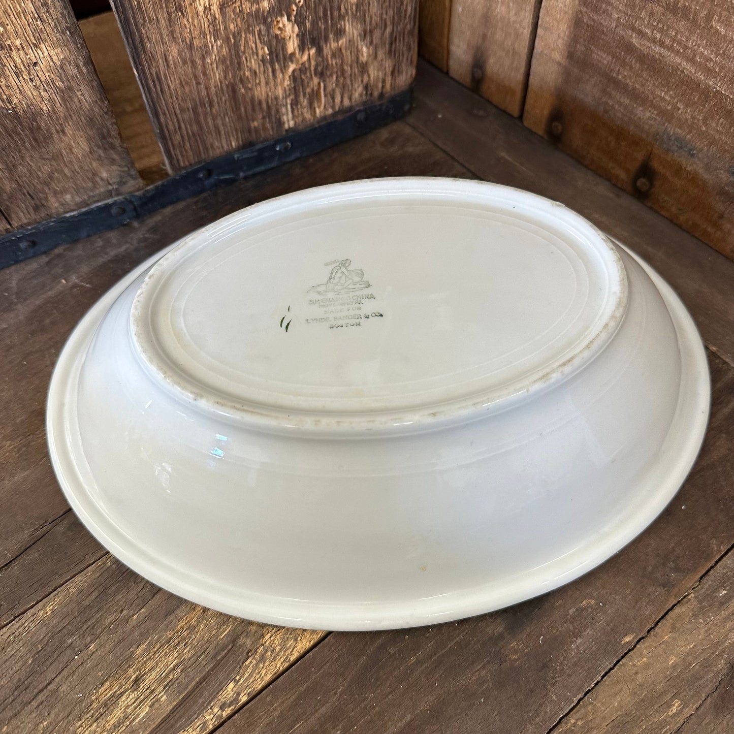 Green Banded Serving Dish Bowl Hotel China Restaurant Ware Buffalo Shenango China 1920 - 1950s