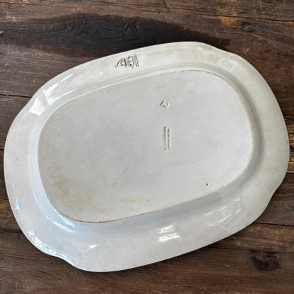 Platter Aesthetic Movement Brown Transferware Floral Pattern English Ironstone Edge, Malkin & Co Trentham Pattern 77306