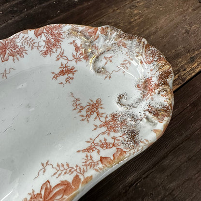 Bone Dish Eulalie Pattern J&G Meakin Brown Orange Transferware English Ironstone Hanley England
